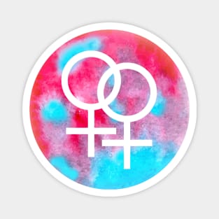 Double Venus Symbol Watercolor (Lesbian/Bisexual/Sapphic/WLW) Magnet